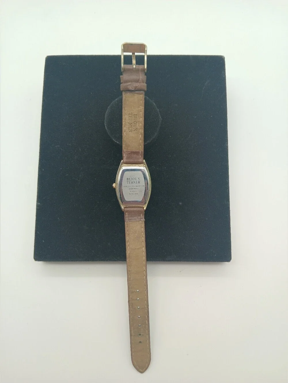 Bijoux Terner Brown Leather Strap Gold-Tone Dial Women's Watch Vintage